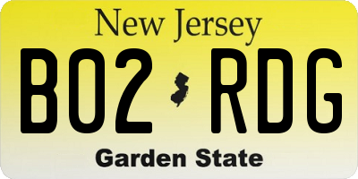 NJ license plate B02RDG