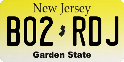 NJ license plate B02RDJ