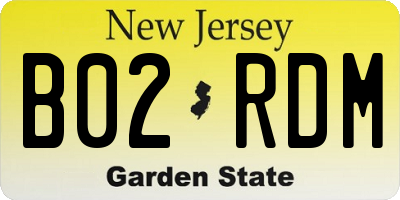 NJ license plate B02RDM
