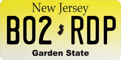 NJ license plate B02RDP