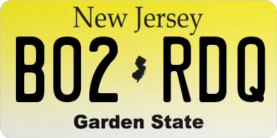 NJ license plate B02RDQ