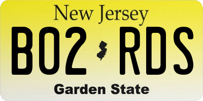 NJ license plate B02RDS