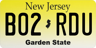 NJ license plate B02RDU