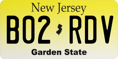 NJ license plate B02RDV