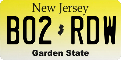 NJ license plate B02RDW