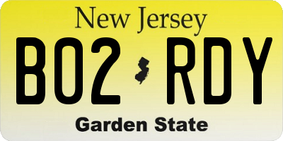 NJ license plate B02RDY