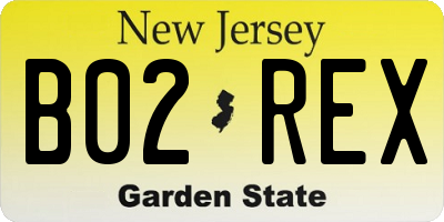 NJ license plate B02REX