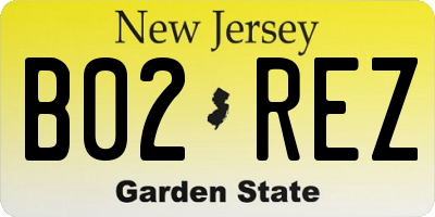 NJ license plate B02REZ