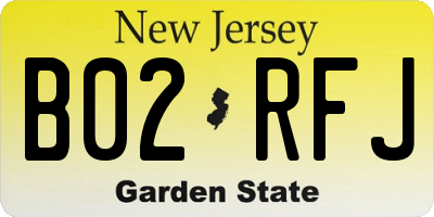 NJ license plate B02RFJ