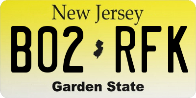 NJ license plate B02RFK