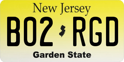 NJ license plate B02RGD