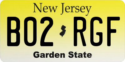 NJ license plate B02RGF
