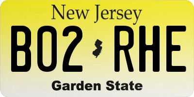 NJ license plate B02RHE