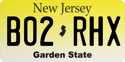 NJ license plate B02RHX
