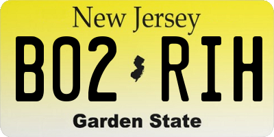 NJ license plate B02RIH
