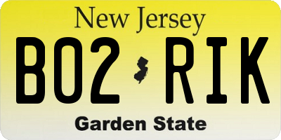 NJ license plate B02RIK