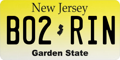 NJ license plate B02RIN