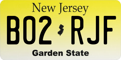 NJ license plate B02RJF