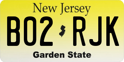 NJ license plate B02RJK