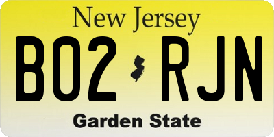 NJ license plate B02RJN