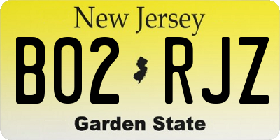 NJ license plate B02RJZ