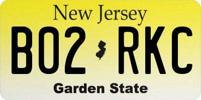 NJ license plate B02RKC
