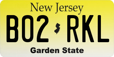 NJ license plate B02RKL