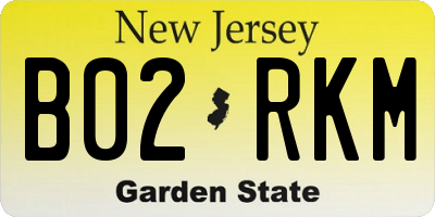 NJ license plate B02RKM