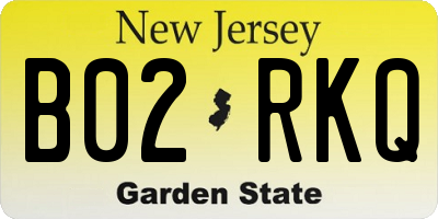 NJ license plate B02RKQ