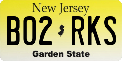 NJ license plate B02RKS
