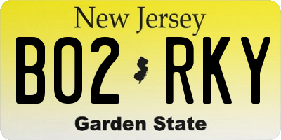 NJ license plate B02RKY