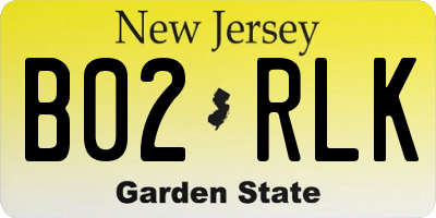 NJ license plate B02RLK