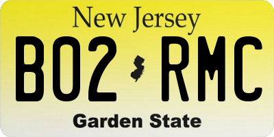 NJ license plate B02RMC