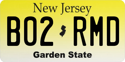 NJ license plate B02RMD