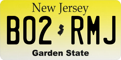 NJ license plate B02RMJ