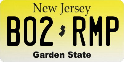 NJ license plate B02RMP