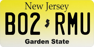 NJ license plate B02RMU