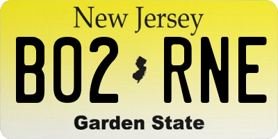 NJ license plate B02RNE