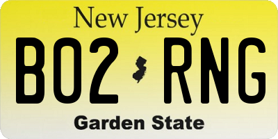 NJ license plate B02RNG