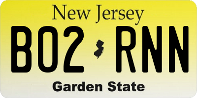 NJ license plate B02RNN