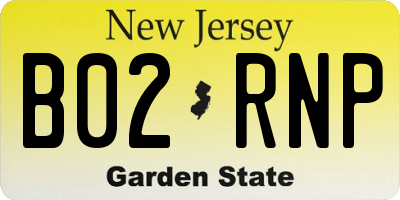 NJ license plate B02RNP
