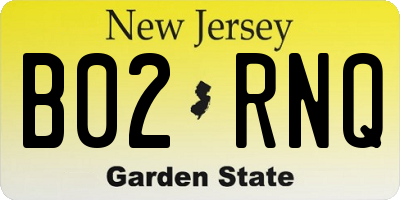 NJ license plate B02RNQ