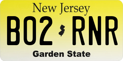 NJ license plate B02RNR