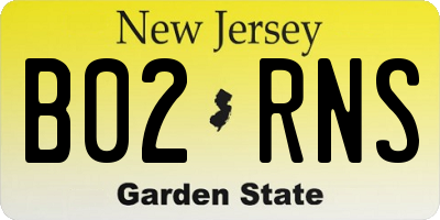 NJ license plate B02RNS