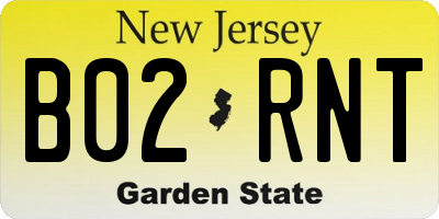 NJ license plate B02RNT