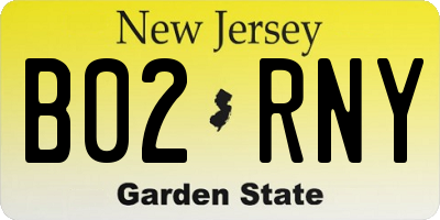 NJ license plate B02RNY