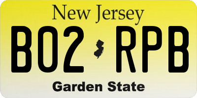 NJ license plate B02RPB