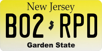 NJ license plate B02RPD