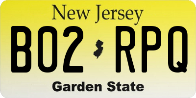 NJ license plate B02RPQ