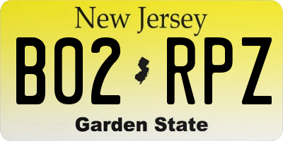 NJ license plate B02RPZ